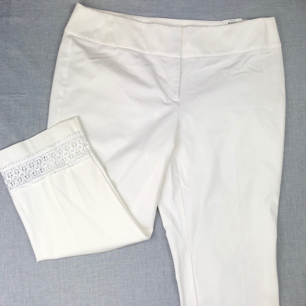 Alfani White Lace Detail Slim Pant Plus Size - Picture 2 of 6